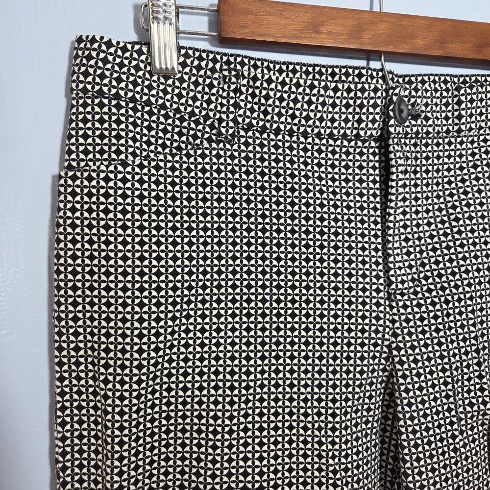 Gap Size 10R Slim City Black White Print Casual Ankle Straight Leg Pants - Picture 3 of 10